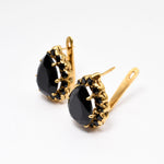 6025-E-nONY: Gold Vermeil 18k Onyx 16x12 Teardrop Onyx 3mm