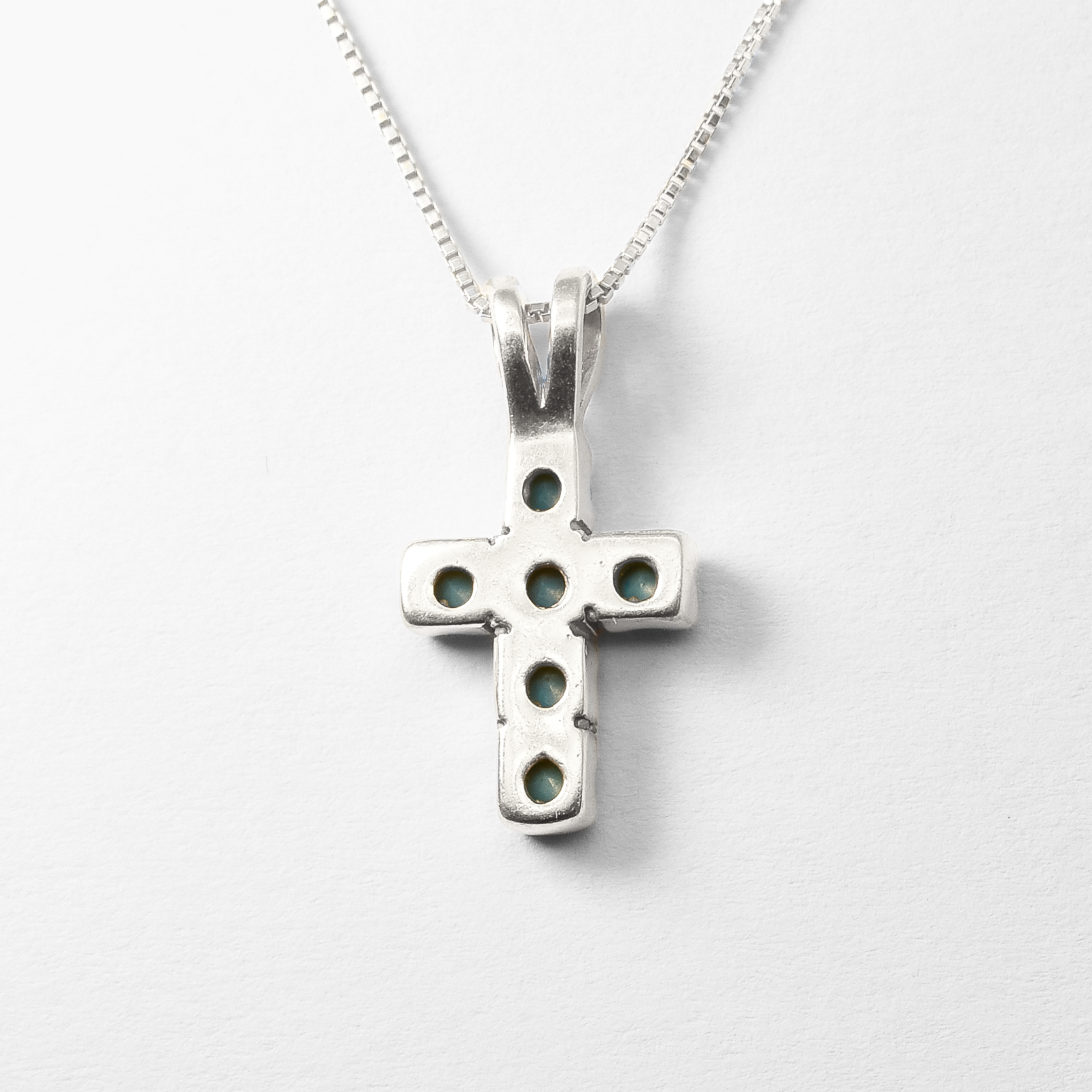 Silver Turquoise Pendant Back View in White Background