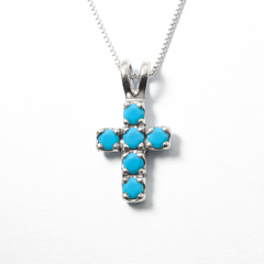 Silver Turquoise Necklace Front View in White Background