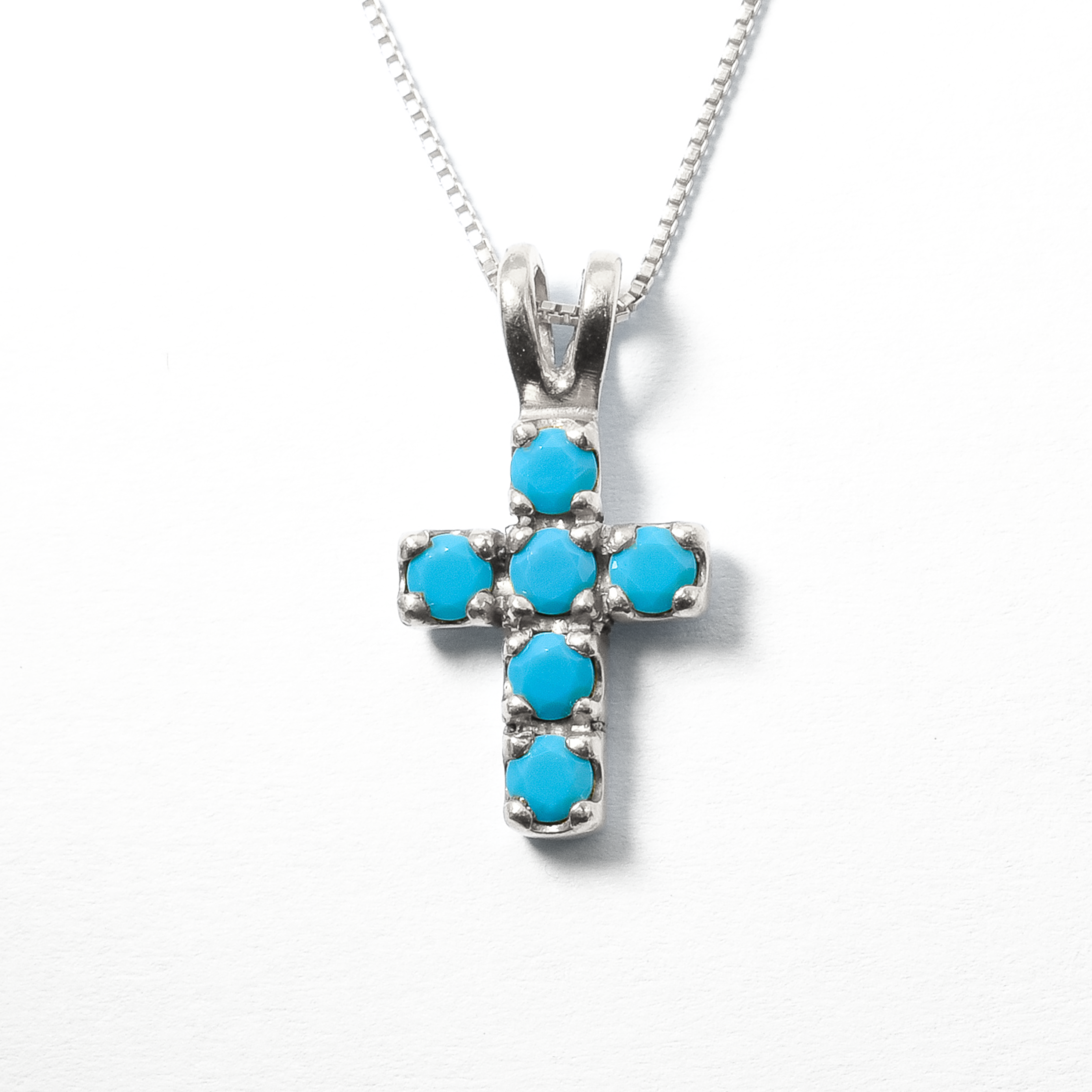 Silver Turquoise Necklace Front View in White Background