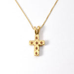 Morganite Cross Pendant - Gold Christian Necklace - Dainty Pink Necklace