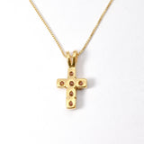 Morganite Cross Pendant - Gold Christian Necklace - Dainty Pink Necklace