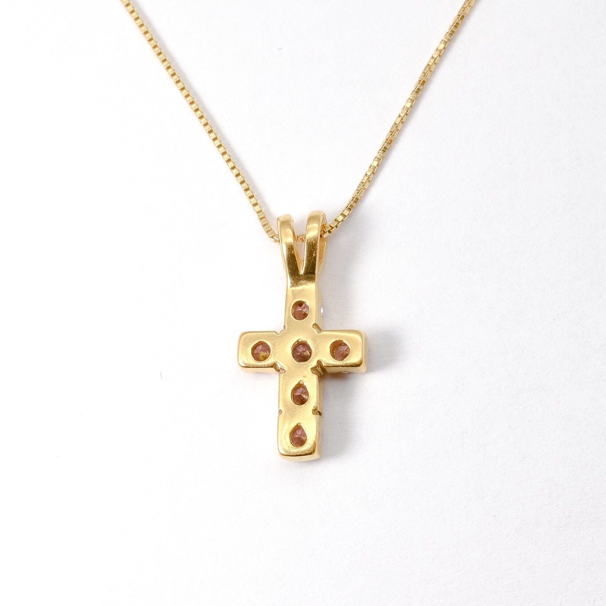 Morganite Cross Pendant - Gold Christian Necklace - Dainty Pink Necklace