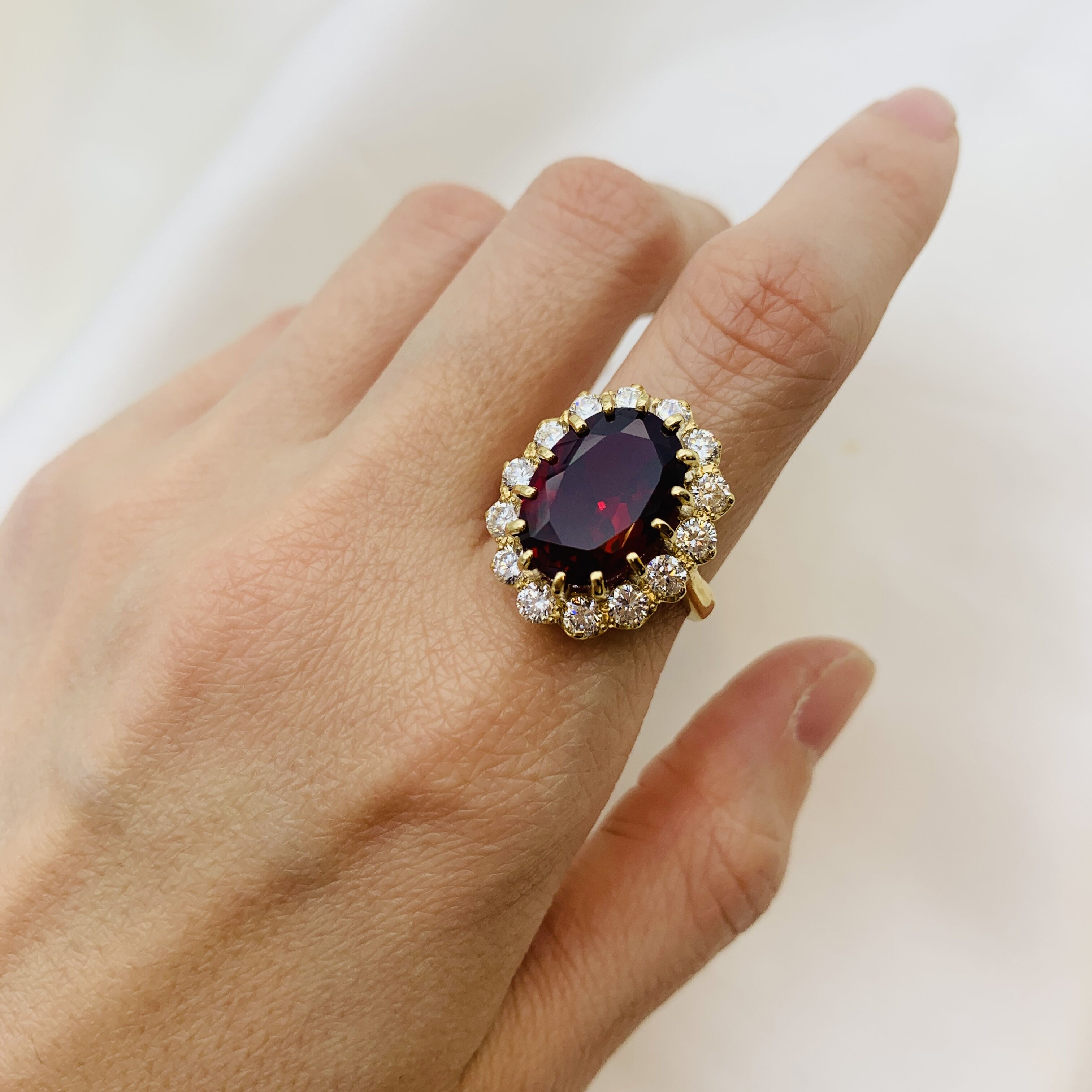 Elegant Ruby Ring in 18k Gold Vermeil, featuring Oval Created Red Ruby, perfect birthday gift and symbol of passion.
