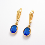 Elegant 18k Gold Vermeil Sapphire Earrings featuring a stunning Oval Blue Sapphire, ideal for daily wear and meaningful gifts.