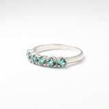 Silver Aquamarine Ring - Half Eternity Band - Blue Aquamarine Ring Ring