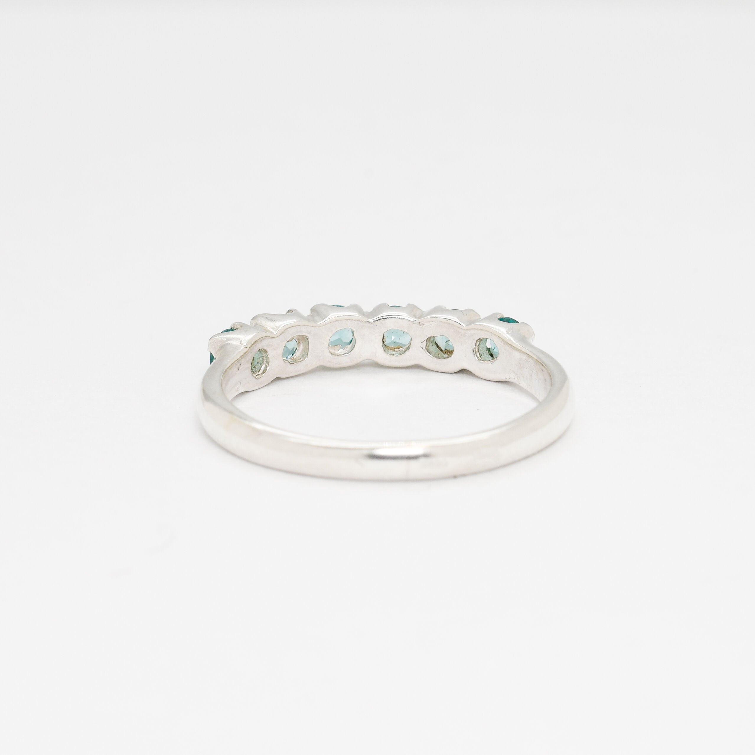 Silver Aquamarine Ring - Half Eternity Band - Blue Aquamarine Ring Ring