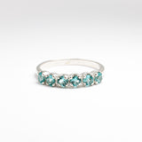Silver Aquamarine Ring - Half Eternity Band - Blue Aquamarine Ring Ring