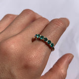 Silver Aquamarine Ring - Half Eternity Band - Blue Aquamarine Ring Ring