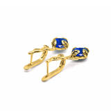 Chic 18k Gold Vermeil Earrings with Oval Created Blue Sapphire, a timeless accessory for sincerity and style in every occasion.