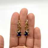 Elegant 18k Gold Vermeil Sapphire Earrings with Oval Created Blue Sapphire, ideal for September birthdays and special occasions.