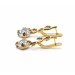 Gold Diamond Earrings - Vintage Leaves Earrings - Diamond Bridal Earrings