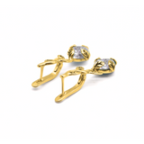 Gold Diamond Earrings - Vintage Leaves Earrings - Diamond Bridal Earrings