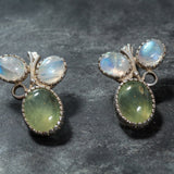 Prehnite Earrings - Moonstone Earrings - Large Leaf Earrings