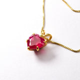Ruby Heart Necklace - 18k Yellow Gold Ruby Pendant - July Birthstone Necklace