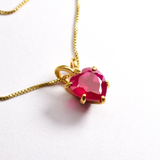 Ruby Heart Necklace - 18k Yellow Gold Ruby Pendant - July Birthstone Necklace