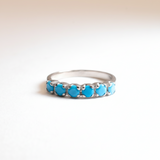 Turquoise Eternity Ring - Sterling Silver Natural Turquoise Band - Blue Stacking Ring