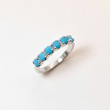 Turquoise Half Eternity Ring - 18k Gold Turquoise Ring - December Birthstone Band