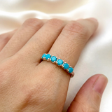 Turquoise Eternity Ring - Sterling Silver Natural Turquoise Band - Blue Stacking Ring
