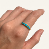 Turquoise Half Eternity Ring - 18k Gold Turquoise Ring - December Birthstone Band