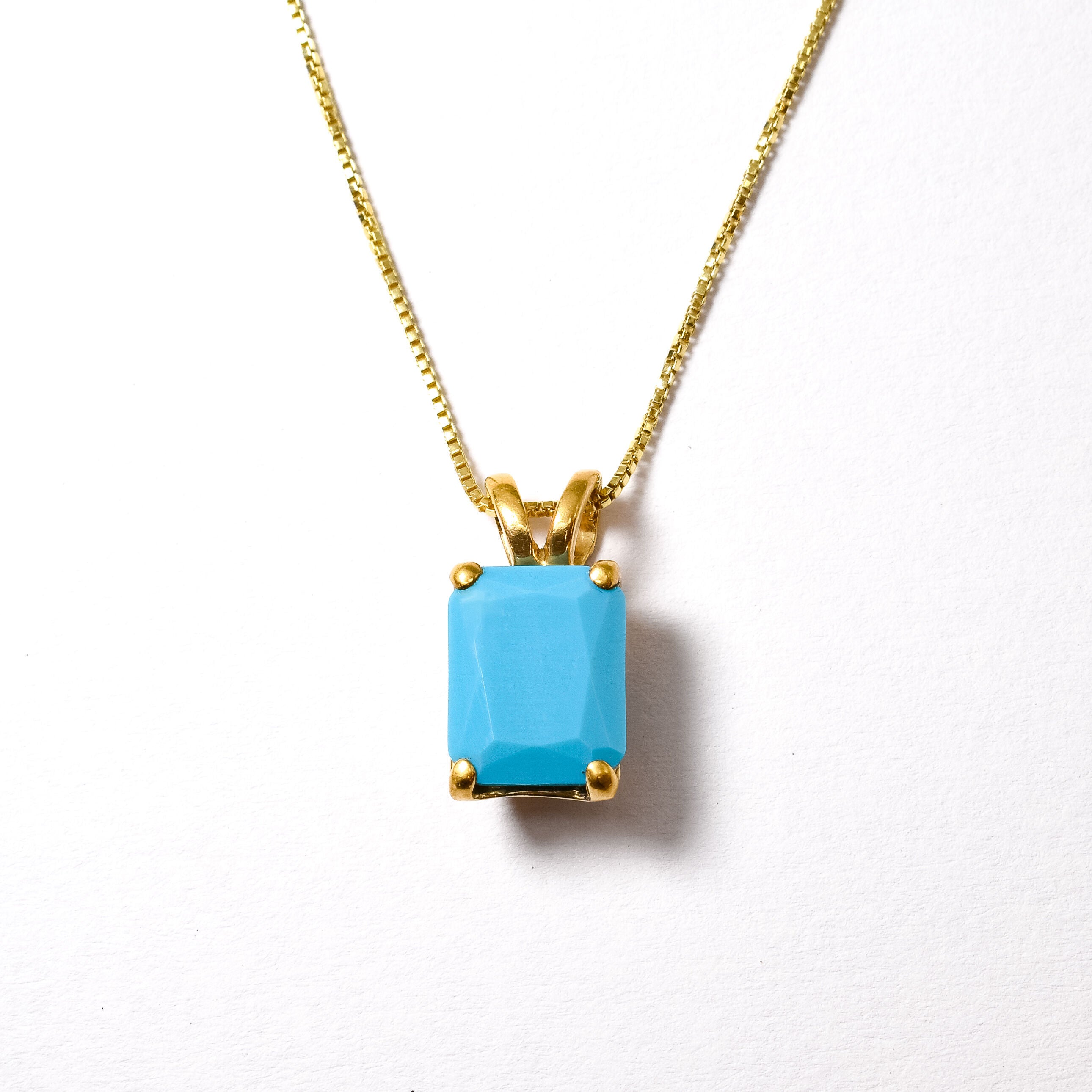 Turquoise Pendant made in 18k Gold Vermeil with Blue Turquoise in Prong setting, December Birthstone gift idea, symbolizes Protection, Healing and Communaction, ideal for everyday wear and perfect for birthday gifting and special occasions.