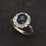 Genuine Sapphire Ring - Blue Flower Ring - Cocktail Sapphire Ring