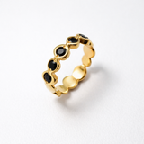 Genuine Onyx Ring - Black Half Eternity Band - July & August Birthstone Ring