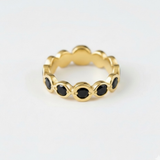 Genuine Onyx Ring - Black Half Eternity Band - July & August Birthstone Ring