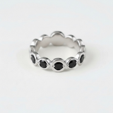 Genuine Onyx Ring - Black Half Eternity Band - July & August Birthstone Ring