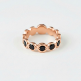 Genuine Onyx Ring - Black Half Eternity Band - July & August Birthstone Ring