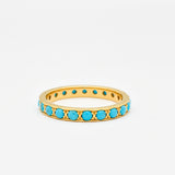 Turquoise Eternity Band Ring - 18K Yellow Gold Vermeil