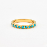 Turquoise Eternity Band Ring - 18K Yellow Gold Vermeil