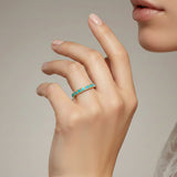 Turquoise Eternity Band Ring - 18K Yellow Gold Vermeil
