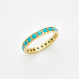 Turquoise Eternity Band Ring - 18K Yellow Gold Vermeil