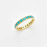 Turquoise Eternity Band Ring - 18K Yellow Gold Vermeil