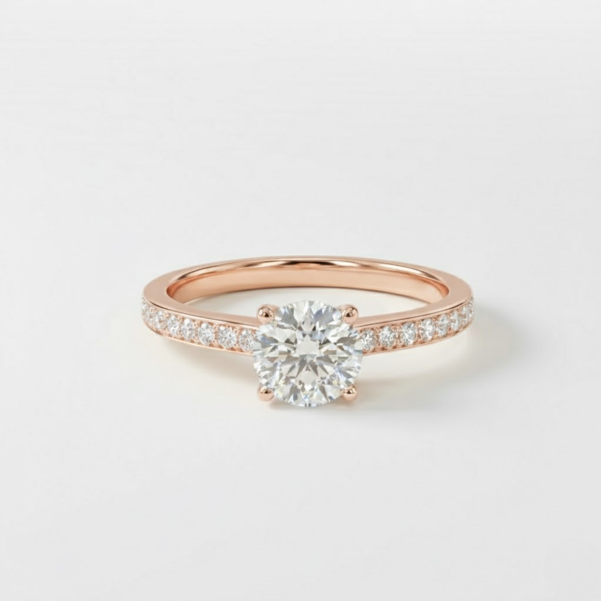 1 Carat Pavé Diamond Ring - Solid White Gold Ring - Diamond Engagement Ring