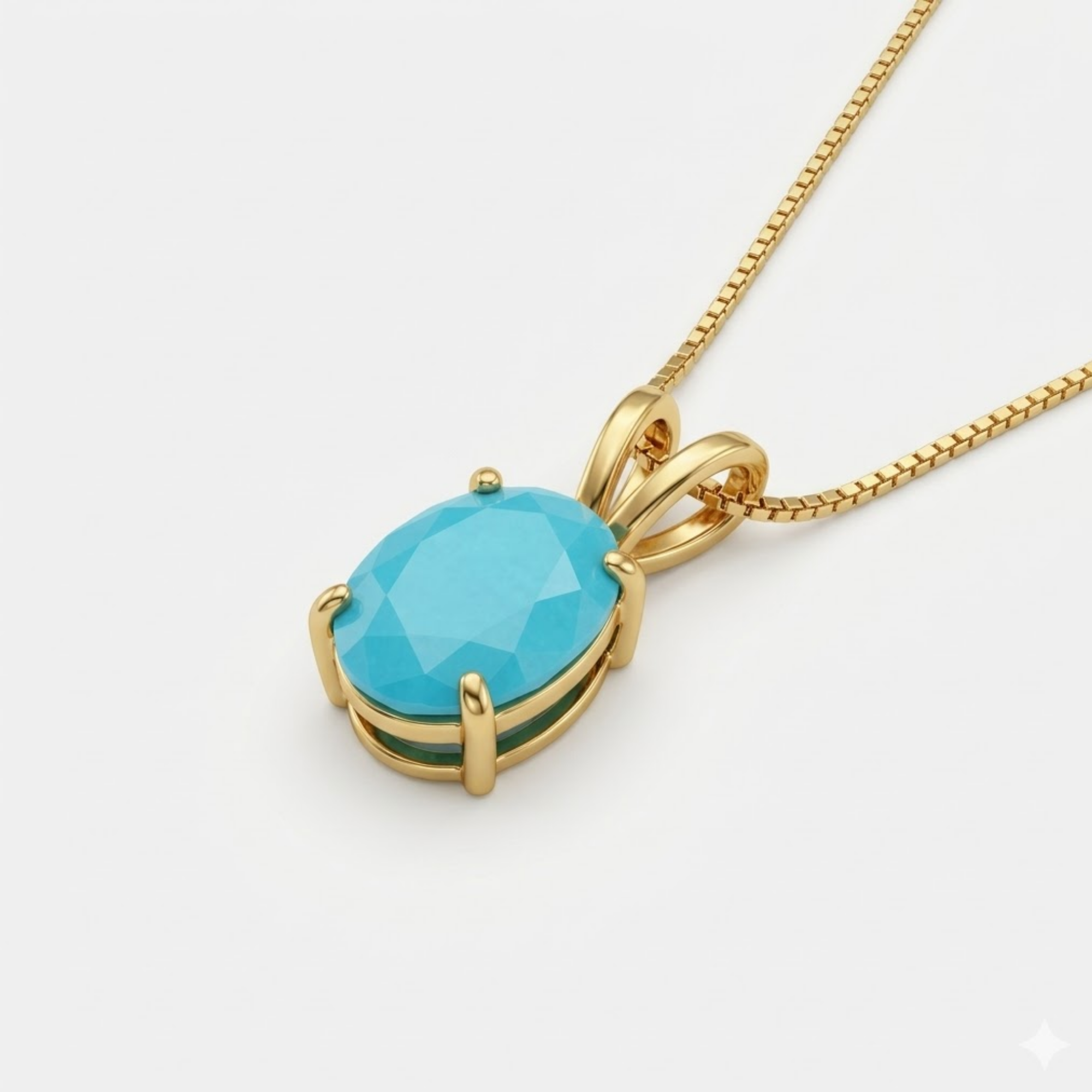 18k gold vermeil pendant with round natural turquoise, prong set, December birthstone, ideal birthday gift and daily wear