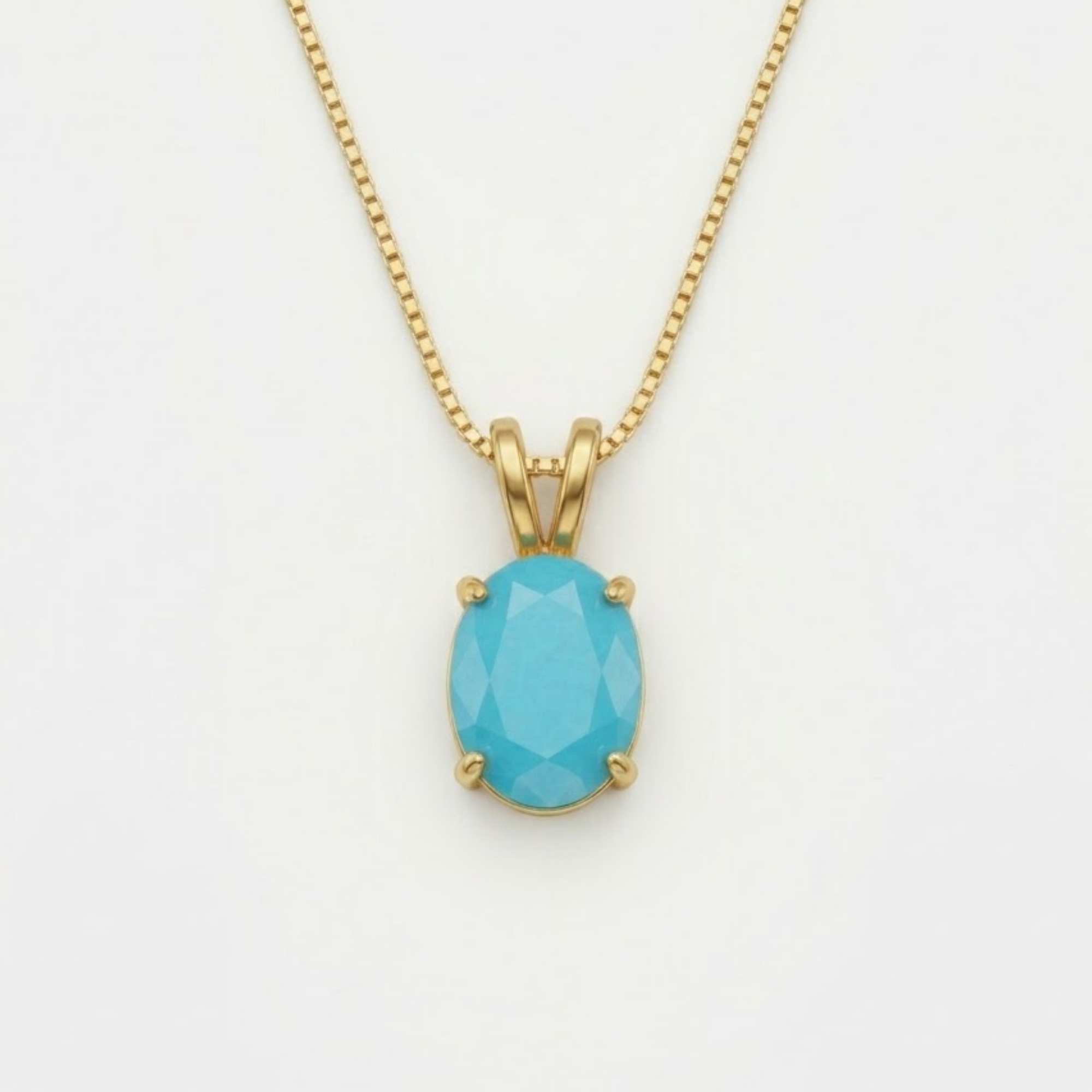 Natural Turquoise Pendant made in 18k Gold Vermeil with Round Natural Blue Turquoise in Prong setting, December Birthstone gift idea, symbolizes Protection, Healing and Communaction, ideal for everyday wear and perfect for birthday gifting and special occasions.