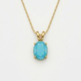 Gold Turquoise Pendant - Blue Oval Necklace - December Birthstone Necklace