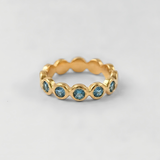 Gold Aquamarine Ring - Blue Eternity Ring - March Birthstone Ring