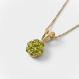 Peridot Flower Necklace - Green Floral Necklace - Gold Peridot Pendant