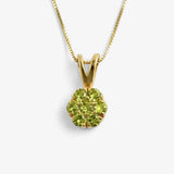 Peridot Flower Necklace - Green Floral Necklace - Gold Peridot Pendant