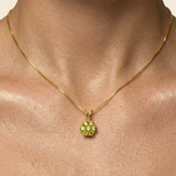 Peridot Flower Necklace - Green Floral Necklace - Gold Peridot Pendant