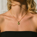 Peridot Flower Necklace - Green Floral Necklace - Gold Peridot Pendant