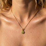 Peridot Flower Necklace - Green Floral Necklace - Gold Peridot Pendant