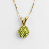 Peridot Flower Necklace - Green Floral Necklace - Gold Peridot Pendant