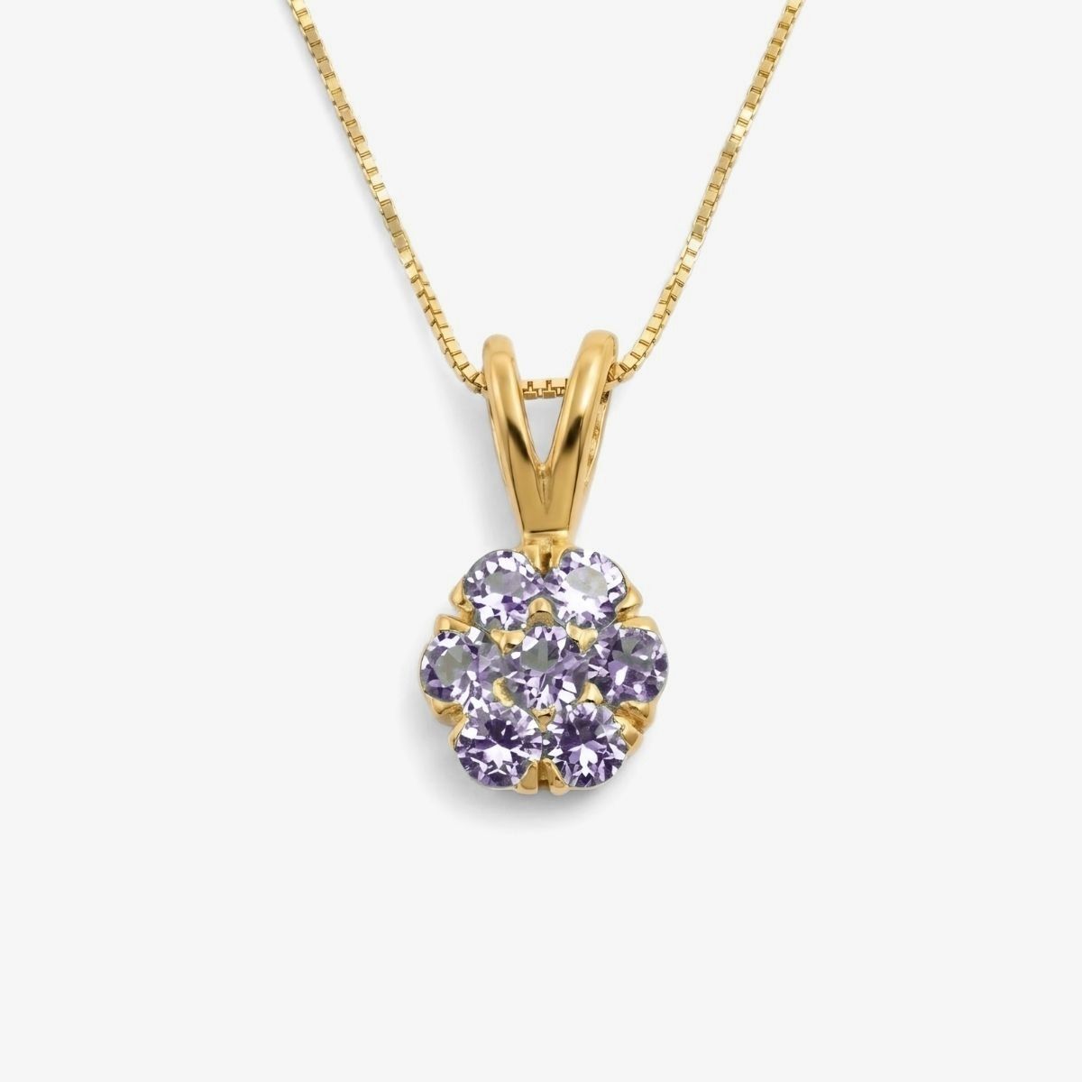 Created Tanzanite Pendant made in 18k Gold Vermeil with Round Created purple Tanzanite in setting, December Birthstone gift idea, symbolizes intuition and transformation, ideal for everyday wear and perfect for birthday gifting and special occasions.