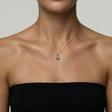 Round created purple tanzanite pendant in 18k gold vermeil, December birthstone necklace, gift-ready