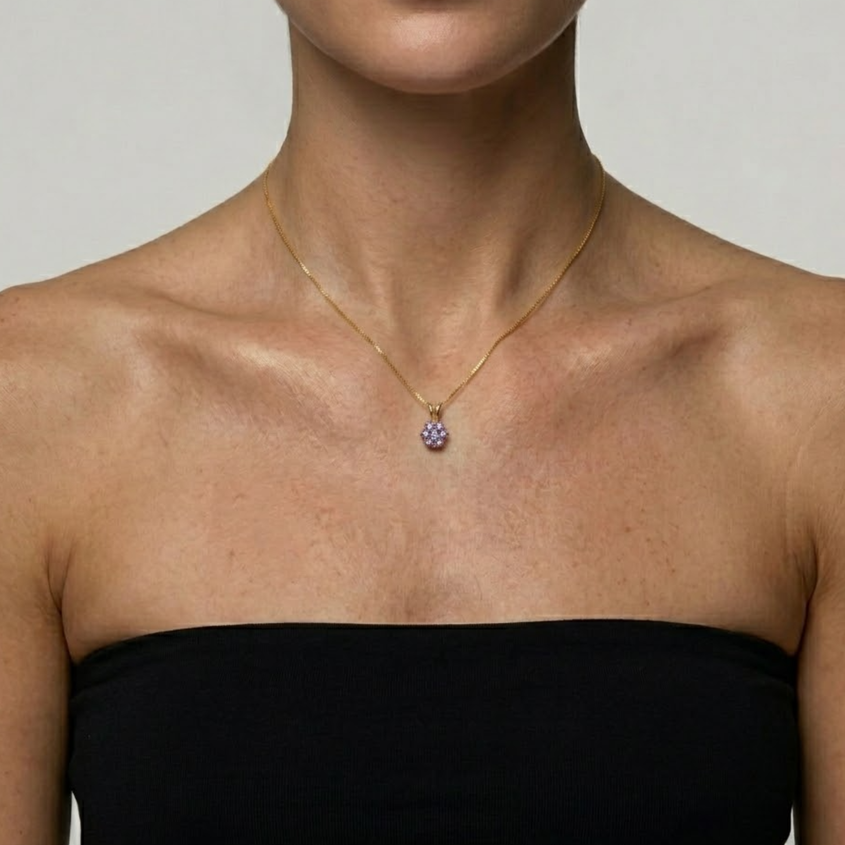 Round created purple tanzanite pendant in 18k gold vermeil, December birthstone necklace, gift-ready