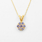 Gold Tanzanite Flower Necklace, Dainty Purple Pendant, December Birthstone Gift